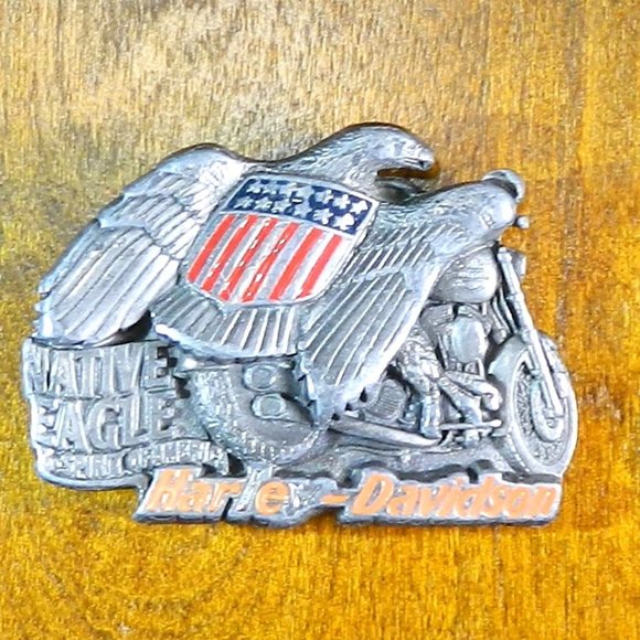 BARON 1993 HARLEY-DAVIDSON MOTORCYCLES NATIVE EAGLE SPIRIT AMERICA BELT BUCKLE - Picture 2 of 9
